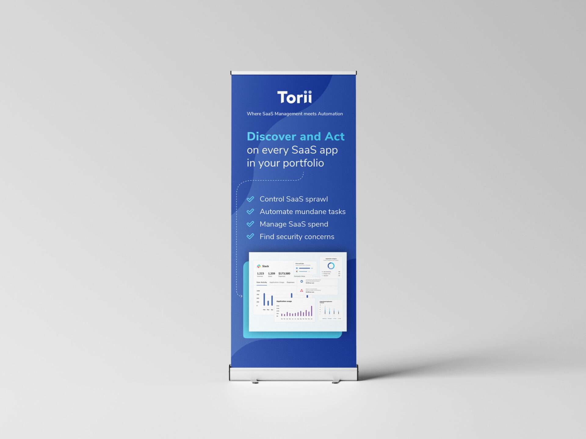 image of a deep blue abstract banner design for SAAS company Torii