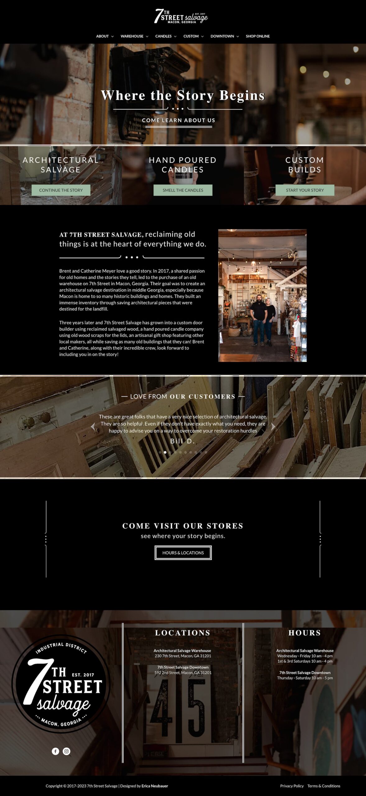 Homepage design for 7th Street Salvage